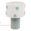 Niebieska lampka nocna Sea 28 cm do sypialni z abażurem