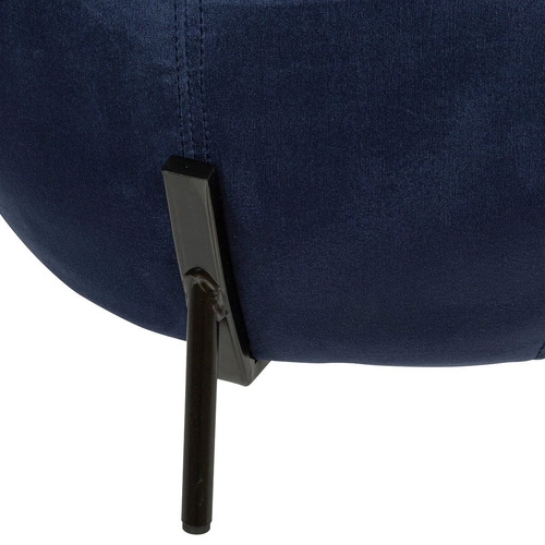 Pufa welurowa Calabaza granatowa okrągła na metalowych nogach do salonu i sypialni