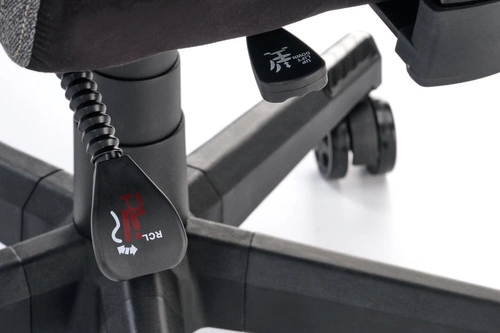 Fotel gamingowy ergonomiczny Abruzzi popielaty czarny z zagłówkiem obrotowy do biurka Intesi