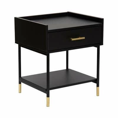 Szafka nocna czarna z szufladą Tedy glamour do sypialni Atmosphera 45 cm