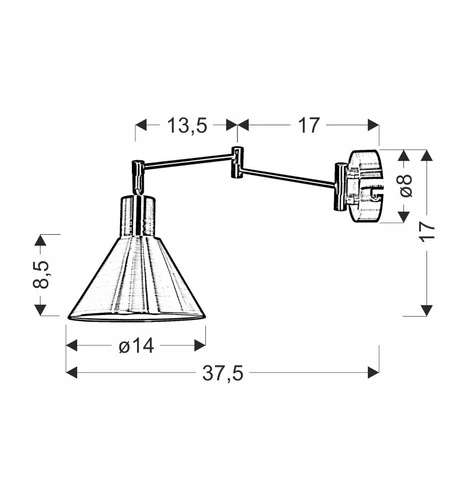 Kinkiet Copenhagen lampa 1x40W E14  czarny środek złoty