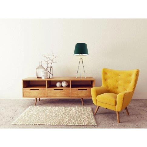 Lampka nocna BERGEN żółta nowoczesna z abażurem chrom LYSNE do sypialni lub salonu 50 cm