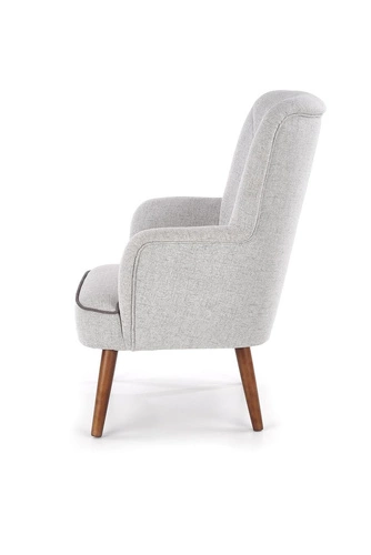 Fotel uszak Puple szary do salonu skandynawski tapicerowany na drewnianych nogach Intesi