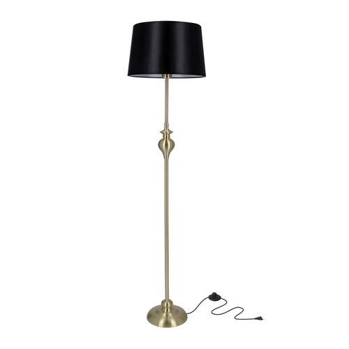Lampa podłogowa Prima gold złoty  satynowy 1x60W E27 abażur czarny