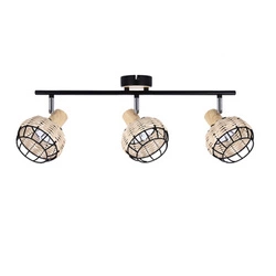 Lampa sufitowa Tajga listwa czarny+drewniany 3x40W E14 klosz czarny+drewniany