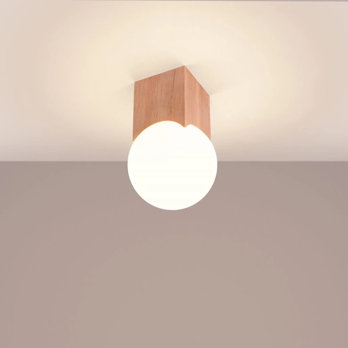 Plafon sufitowy SOLIS nowoczesny drewniany biały do salonu i sypialni 12 cm SOLLUX