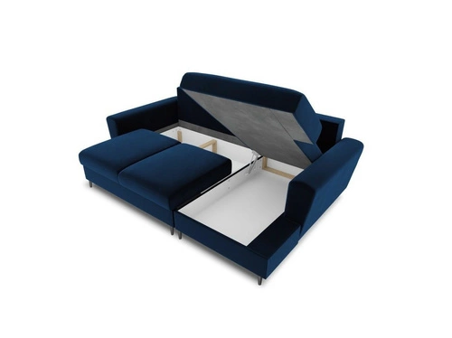 Narożnik z funkcją spania Moghan Royal Blue Velvet Prawostronna kolor nóg czarny