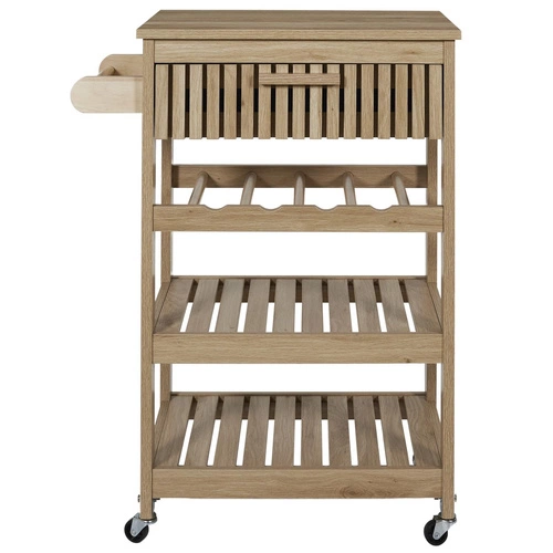 Intesi Klaus drewniany wózek kuchenny na kółkach pojemny skandynawski do kuchni i jadalni