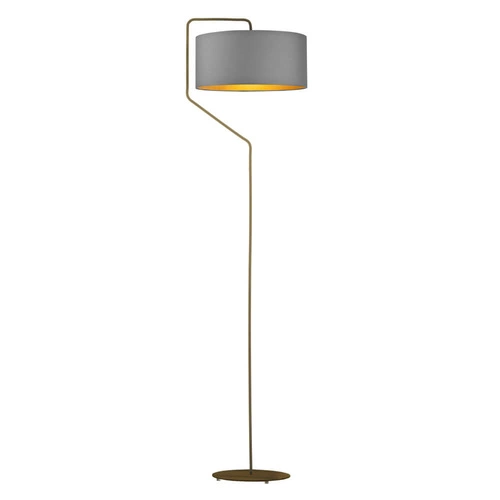 Lampa stojąca do salonu TESALLIA Lysne szara welurowa nowoczesna glamour z abażurem 156 cm