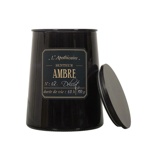 Świeca zapachowa sojowa w szkle Ambre Intesi czarna duża na prezent 700g