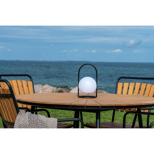 Krzesło drewniane Cleveland Intesi do jadalni i ogrodu z podłokietnikami drewno tekowe czarne