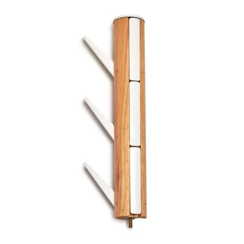 Wieszak stojący do przedpokoju Flapper Umbra biały drewniany nowoczesny 9 haczyków