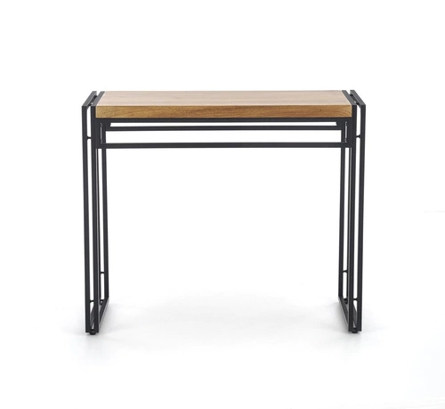 Indar industrialny stolik konsolowy do przedpokoju nowoczesny dąb złoty czarny 90 cm Intesi