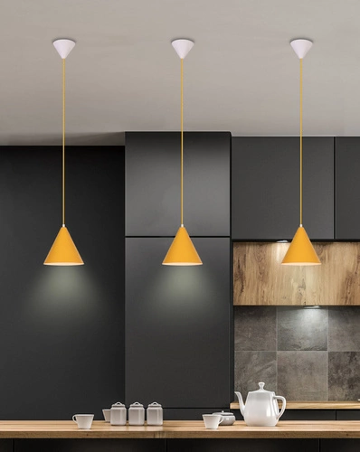 Lampa wisząca Voss żółta nowoczesna metalowa nad stół do jadalni Ledea 20 cm