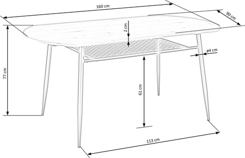 Stół do jadalni Sonic owalny dąb złoty czarne nogi nowoczesny loftowy 160x90 cm Intesi
