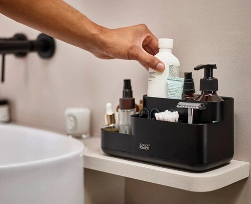 Joseph Joseph EasyStore organizer na kosmetyki do łazienki czarny z przegródkami nowoczesny