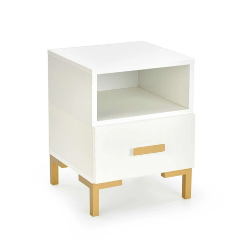 Nowoczesna biała szafka nocna Tisaia Intesi z szufladą do sypialni i pokoju młodzieżowego