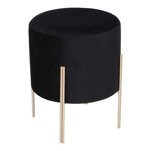 Pufa Living Velvet Atmosphera czarna welurowa na złotych nogach okrągła do salonu glamour