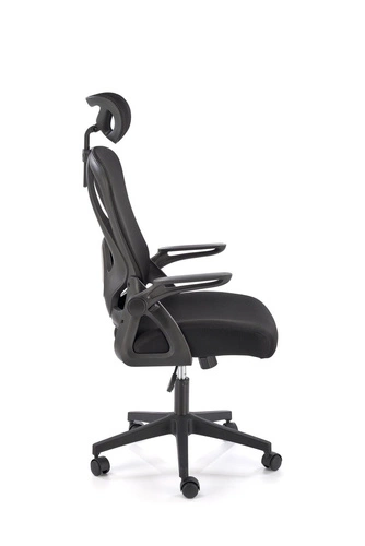 Fotel biurowy ergonomiczny Yiro czarny siatkowy obrotowy z zagłówkiem do biurka Intesi