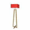 Lampa stojąca do salonu JAWA czerwona z abażurem nowoczesna drewniana Lysne 138 cm