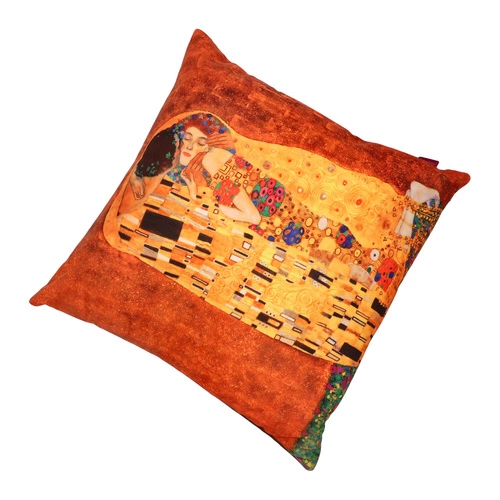 Poduszka dekoracyjna welurowa Pocałunek Intesi 40x40 złota do salonu antyalergiczna