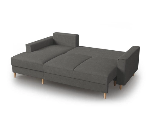 Narożnik z funkcją spania Cartadera Grey Corduroy Lewostronna kolor nóg naturalny