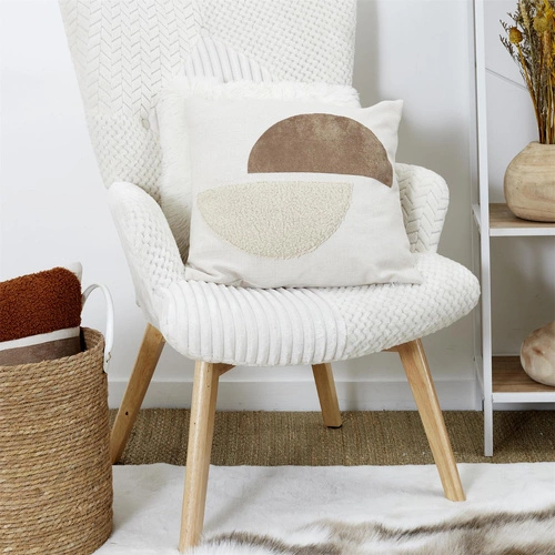 Poduszka dekoracyjna Japandi 40x40 beżowa minimalistyczna do salonu i sypialni Intesi