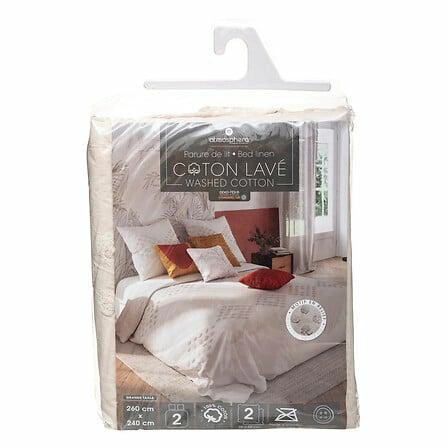 Komplet pościeli 260 x 240 cm beżowa jasna tuftowana