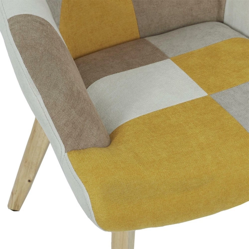 Fotel uszak Helsinki szary patchwork do salonu skandynawski z podłokietnikami Intesi