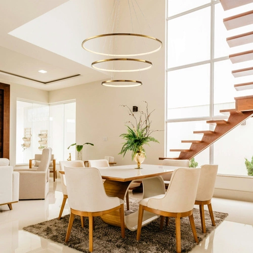 Lampa sufitowa LED CIRCLE SLIM Step into Design złota regulowana do salonu i jadalni