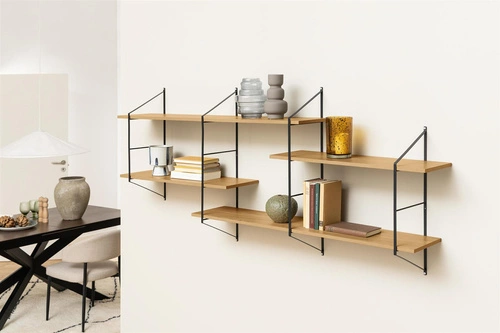 Półka na książki Belfast 2 wisząca industrialna półka ścienna dziki dąb do salonu Actona