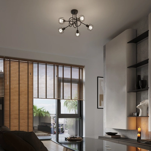 Nowoczesny czarny żyrandol BELUCI 5S metalowy do salonu i jadalni rozproszone światło