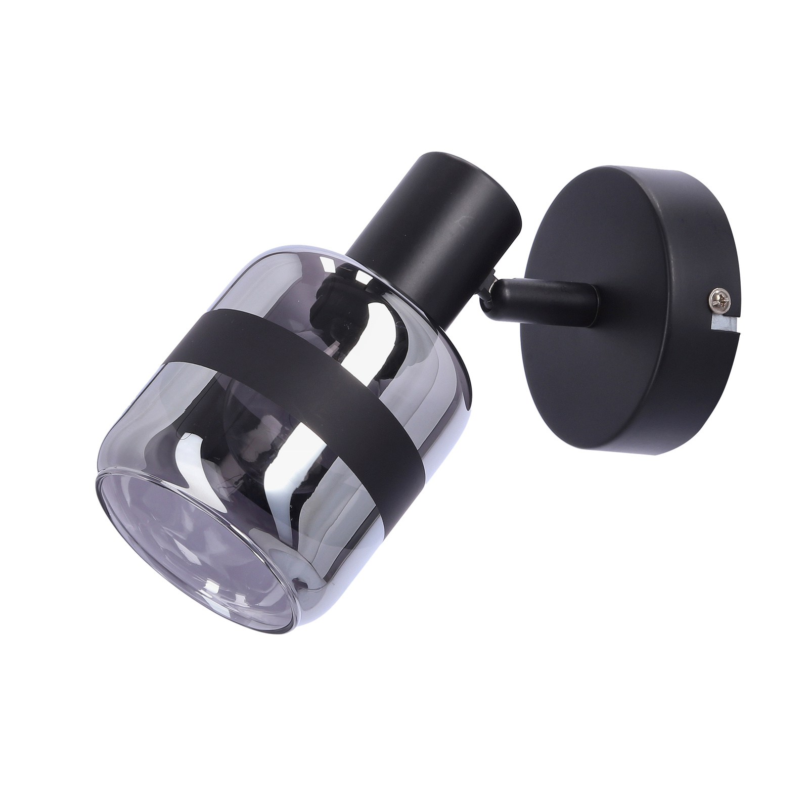 Nowoczesny kinkiet ścienny Yuki czarny matowy z dymionym kloszem do salonu i sypialni Candellux