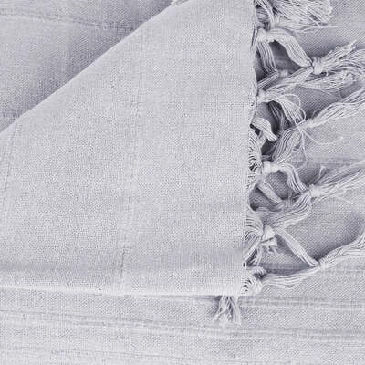 Narzuta bawełniana na łóżko Jete szara 230x250 cm z frędzlami Atmosphera