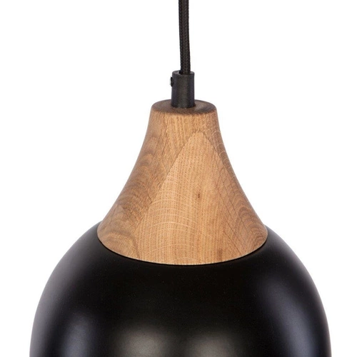Lampa wisząca Beta czarna nowoczesna z dębowym wykończeniem nad stół do kuchni NORDIFRA