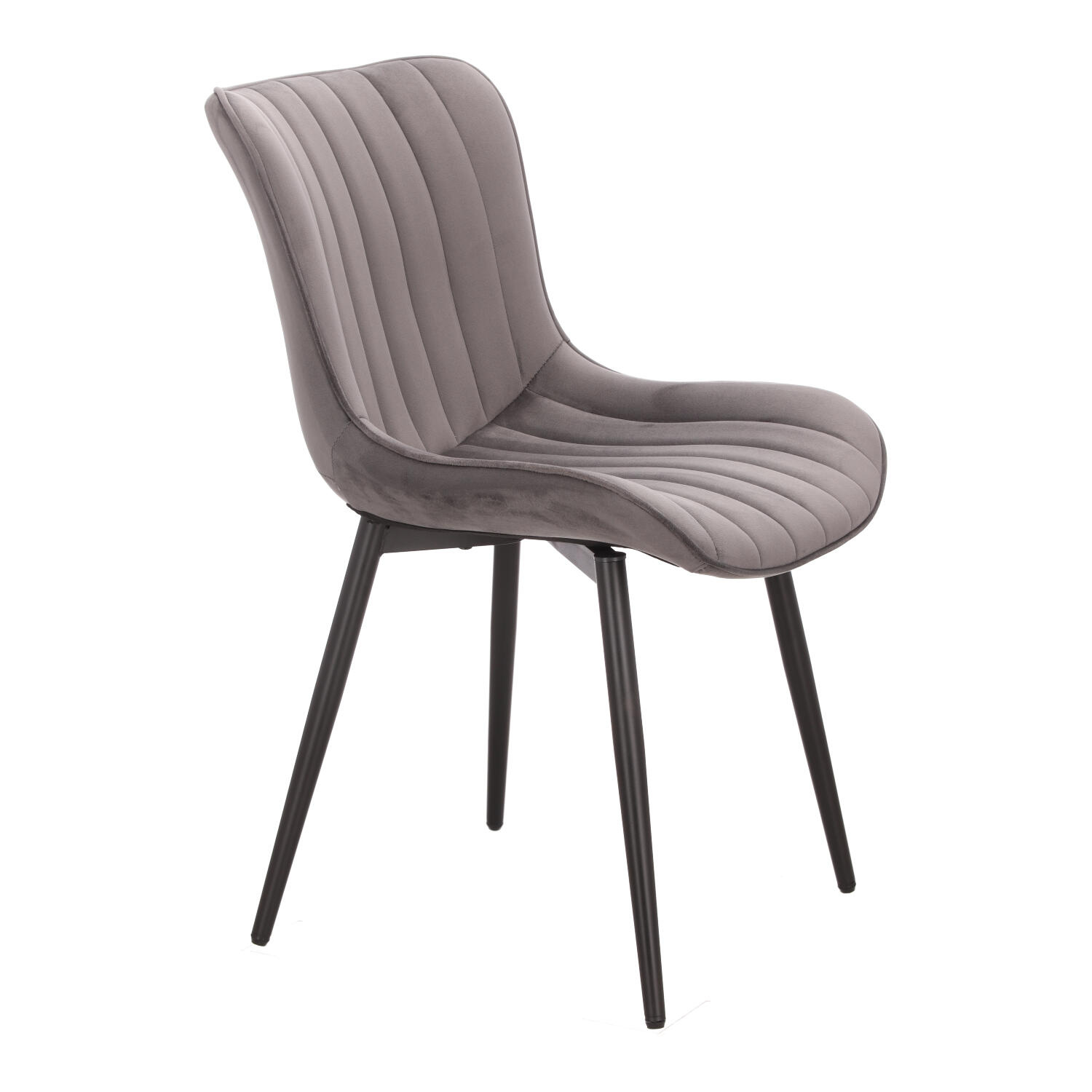 Krzesło Roxino VIC tapicerowane welurowe szare do jadalni i salonu na czarnych nogach Intesi
