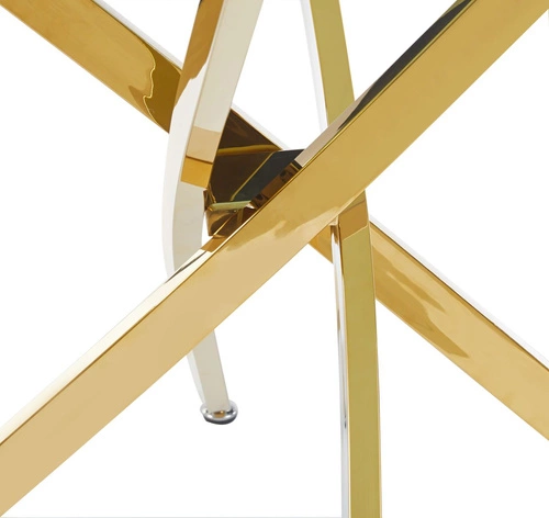 Stół okrągły szklany Edward czarny marmur złote nogi glamour do jadalni lub salonu 100 cm