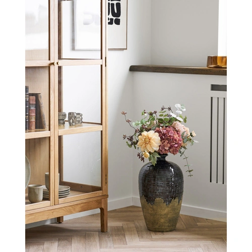 Wazon ceramiczny Cali granatowy 44,5 cm wysoki wazon na kwiaty do salonu