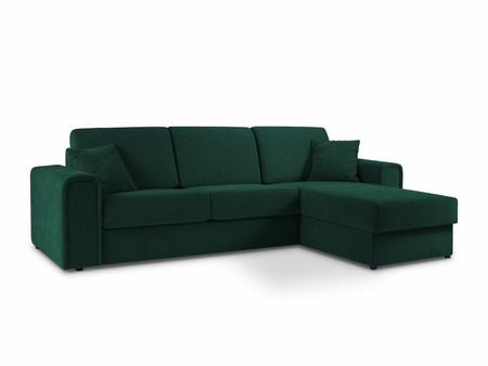 Narożnik z funkcją spania Elodie Bottle Green Structured Fabric prawostronny