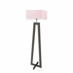 Lampa podłogowa JAWA abażur jasny różowy stelaż hebanowy