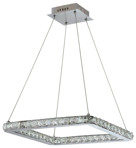 Lampa wisząca LED Lords kwadrat chrom 42x42 regulowana nowoczesna do salonu i kuchni