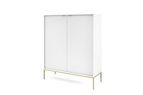 Zestaw mebli do sypialni biały/złoty Delicious ryflowane fronty