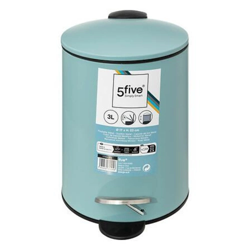 Kosz na śmieci łazienkowy metalowy z pedałem 3L miętowy 5five simply smart Colors