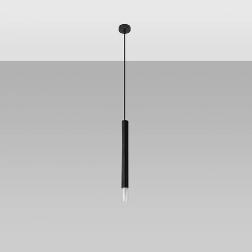 Lampa wisząca czarna Wezyr 1 nowoczesna tuba do salonu, kuchni lub nad wyspę