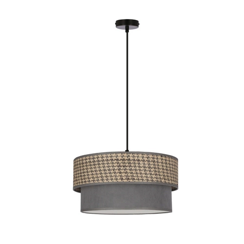 Lampa wisząca Karrara czarny 1x60W E27  abażur szaro beżowy+szary
