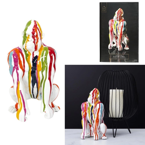 Figurka dekoracyjna goryl Intesi nowoczesna kolorowa na komodę do salonu 24 cm