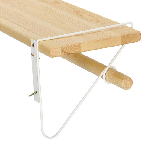 Półka ścienna Bish biała drewniana z drążkiem do przedpokoju skandynawska Intesi 60 cm