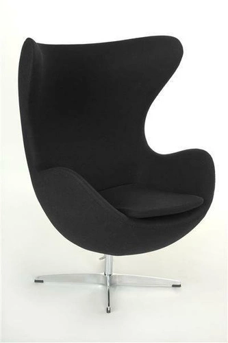 Fotel Jajo czarny kaszmir D2.DESIGN obrotowy bujany do salonu i biura nowoczesny glamour