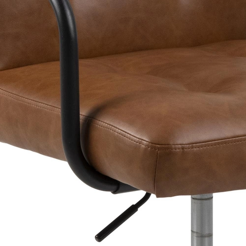 Fotel biurowy ergonomiczny Cosmo Arm Actona brązowy skórzany obrotowy z podłokietnikami retro