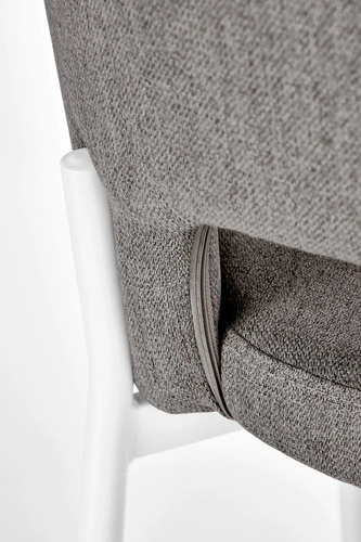 Krzesło tapicerowane Marthe szare Intesi nowoczesne do jadalni z podłokietnikami